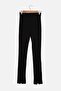 Siyah Yırtmaç Detaylı Esnek Örme Tall Pantolon TWOAW22PL0323 - 7