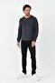 Men's Comfort Printed Crew Neck Basic Anthracite Sweatshirt - 2