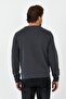 Men's Comfort Printed Crew Neck Basic Anthracite Sweatshirt - 5