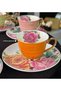 Colorful Flower Detail Porcelain Coffee Cup Set for 6 People 90 ml - 7