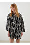 Lcw Dream Black Shirt Collar Print Women's Beach Dress - 2