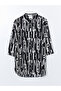 Lcw Dream Black Shirt Collar Print Women's Beach Dress - 5