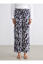 Patterned Wide Leg Women's Trousers with Elastic Waist - 2