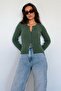 Green Buttoned Long Sleeve Knitwear Cardigan Sh209