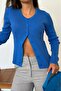 Indigo Button Long Sleeve Knitwear Cardigan Sh209 - 7