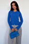 Indigo Button Long Sleeve Knitwear Cardigan Sh209
