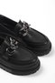 Women's Leo Black Chain Buckle Thick Sole Loafer Moccasin Shoes