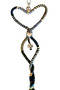 Heart Shaped Macrame Charm – Elegant Accessory with Navy Blue, Cream and Silver Plated Heart and Clover Detail - 7