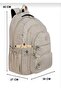 Set of 2 Luxury Crinkle Fabric High School and Middle School Backpack + Pen Holder, with Monkey Keychain Gift - 3