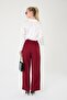 Women's Burgundy High Waist Palazzo Pants - 5