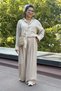 100% Cotton Shirt and Belly Elastic Pants Set Cr1640
