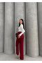 Women's Burgundy High Waist Pocketed Velcro Waist Spacious Wide Leg Comfortable Fit Fabric Palazzo Pants - 5
