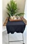 Aura Cotton Stain-Resistant Navy Blue Ruffled Runner - 4