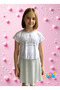 Bottom Top Summer Girls' Two-Piece Suit Tassel Combed Cotton Stone Printed Top Pleated Silver Shiny Skirt.