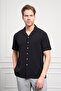 Men's Black Apache Collar Short Sleeve Shirt - 3