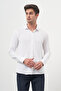 Men's White Trend Slim Fit Italian Collar Relaxible Shirt - 2