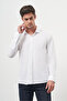 Men's White Trend Slim Fit Italian Collar Relaxible Shirt - 3