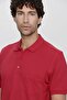 Men's Red Basic Plain 100% Cotton Oversize Wide Cut Short Sleeve Polo Neck T-Shirt - 3