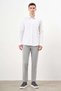 Men's White Cotton Printed Patterned Italian Lapel Slim Fit Shirt - 4