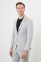 Men's Gray Polyviscon Trend Striped Pattern Slim Fit Mono Collar Suit - 4