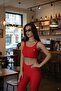 Special V-Cut Women's Sports Leggings Red That Show Thin Waist - 6