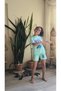 Girl's Shorts Suit Stitched Purple, Green - 3