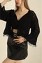 Black Tasseled Detailed Openwork Spanish Sleeve Seasonal Women's Cotton Cardigan - 2