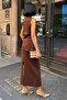 Brown Gold Button Detailed Vest Set Midi Set 10230 R1-G-K5 - 7