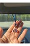 Cube Shaped Glass Evil Eye Bead, Car Mirror Ornament Car Amulet, 1 Piece Cube Glass Car Ornament - 3
