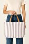 Striped Canvas Women's Hand Shoulder Bag with Zipper Inside Pocket - 2
