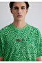 Green Coyote Printed Loose Fit T-Shirt -0611244-71696 - 5