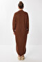 Turtleneck Long Knitwear Dress Brown Ldd0093 - 3