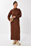 Turtleneck Long Knitwear Dress Brown Ldd0093