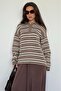 Mink Polo Collar Striped Women's Knitwear Sweater Mg2469 - 6