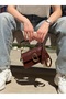 Women's Gold Buckle Accessory Detailed Leather Hand and Shoulder Bag - 3