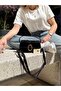 Women's Gold Buckle Accessory Detailed Leather Hand and Shoulder Bag - 2