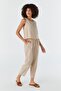 Suspender Blouse Trousers Suit Beige - 2