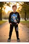 طقم سويت شيرت / بدلة رياضية بأكمام طويلة وطبعة سونيك باللون الأزرق للأولاد