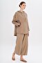 Hooded Loose Modal Double Suit Kamel 9294-Tk - 6