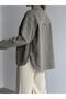 Women's Gabardine Fabric Green Shirt with Pocket Detail - 9