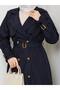 Double-Breasted Collared Belted Full-Length Modest Trench Coat RC1403056 - 6