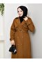 Double-Breasted Collared Belted Full-Length Modest Trench Coat RC1403056 - 5