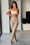 Beige High Waist Women's Fabric Trousers Sh192 - 2