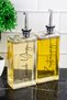 Set of 2 Glass Oil Pot with Silver Lid, Sunflower and Olive Oil Label, Sauce Bowl, Vinegar Bowl, Oil Pot Set 500ml - 7