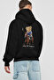 Teddy Bear Polo Club Back Printed Black Oversize Hooded Sweatshirt Men Women - 2