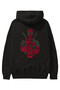 Dead Red Back Printed Black Oversize Hooded Sweatshirt Men Women