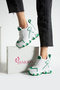 New Season White Green Hidden Wedge Heeled Sports Shoes Total Height 10 cm