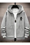 Basketball Silhouette Printed Tracksuit Set – Hooded Zip-Up Sweatshirt Jacket & Jogger Pants - 2