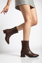 Brown Women's Short Heeled Boots - 2
