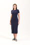 725400_Women's Crew Neck, Short Sleeve, Long, Plain Solid, Lycra Knitted Dress - 3